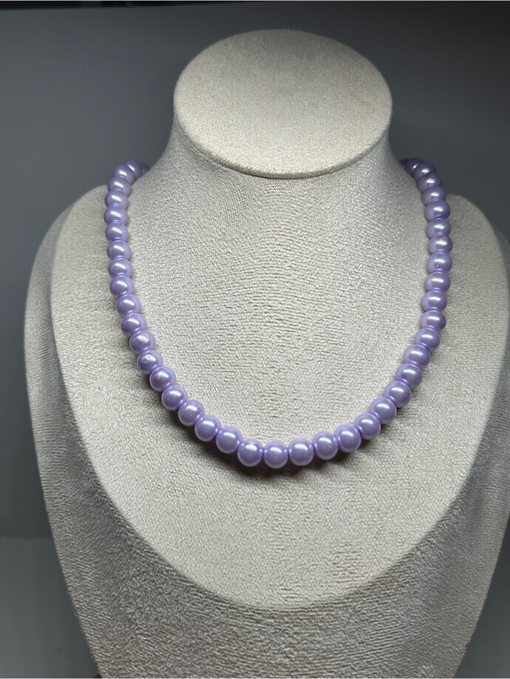 Purple/Lilac Glass Pearl Bead Necklace